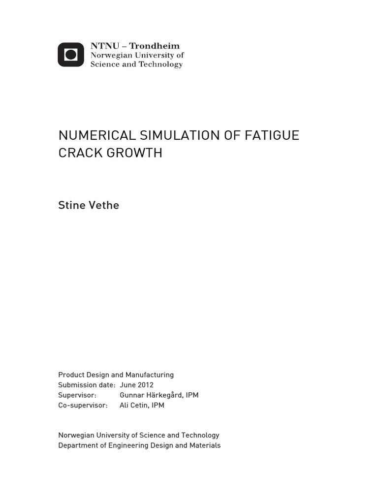 Numerical Simulation of Fatigue Crack Growth | PDF | Fatigue (Material ...