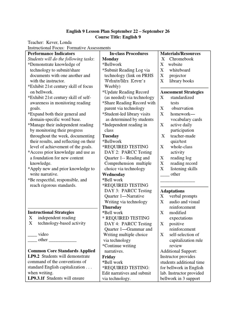English 9 Lesson Plan: Sept 22-26 | PDF | Lesson Plan | Human Communication