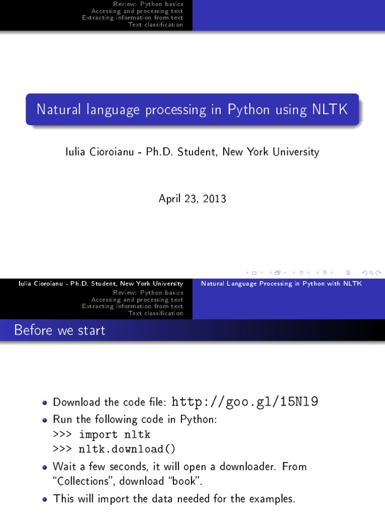 NLTK: Python NLP Basics Guide | PDF | Part Of Speech | String (Computer ...