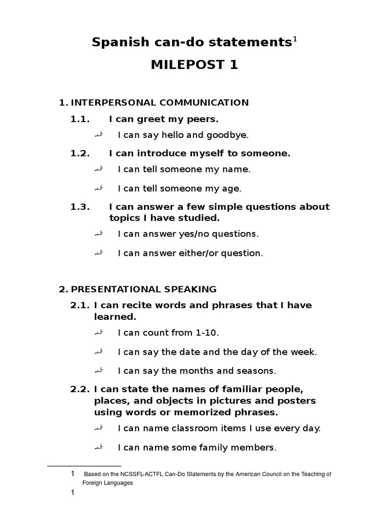 Spanish cando statements Milepost 1 Semiotics Communication