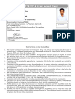 GATE 2014 Exam Admit Card: Examination Centre (7084)