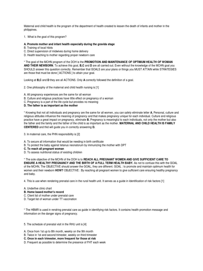 Maternal and Child Health Is The Program of The Department of Health ...