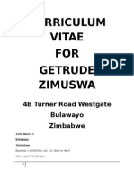Curriculum Vitae For Getrude Zimuswa