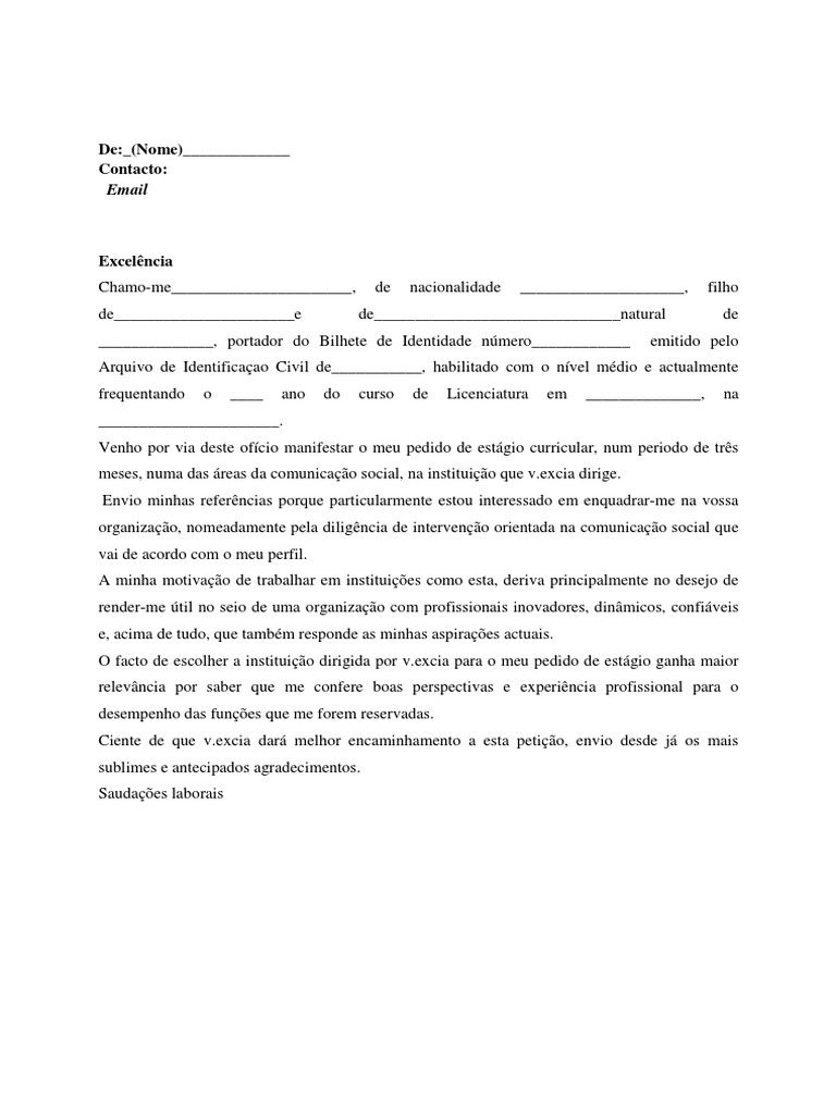 Pedido de Estagio