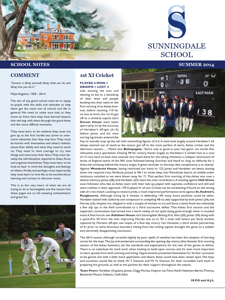 School Notes Summer 2014 | PDF | The Ashes | Bowling (Cricket)