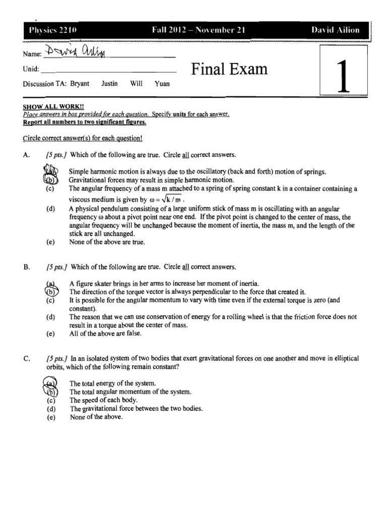 Final Exam Phyiscs Collision Friction Free 30day Trial Scribd