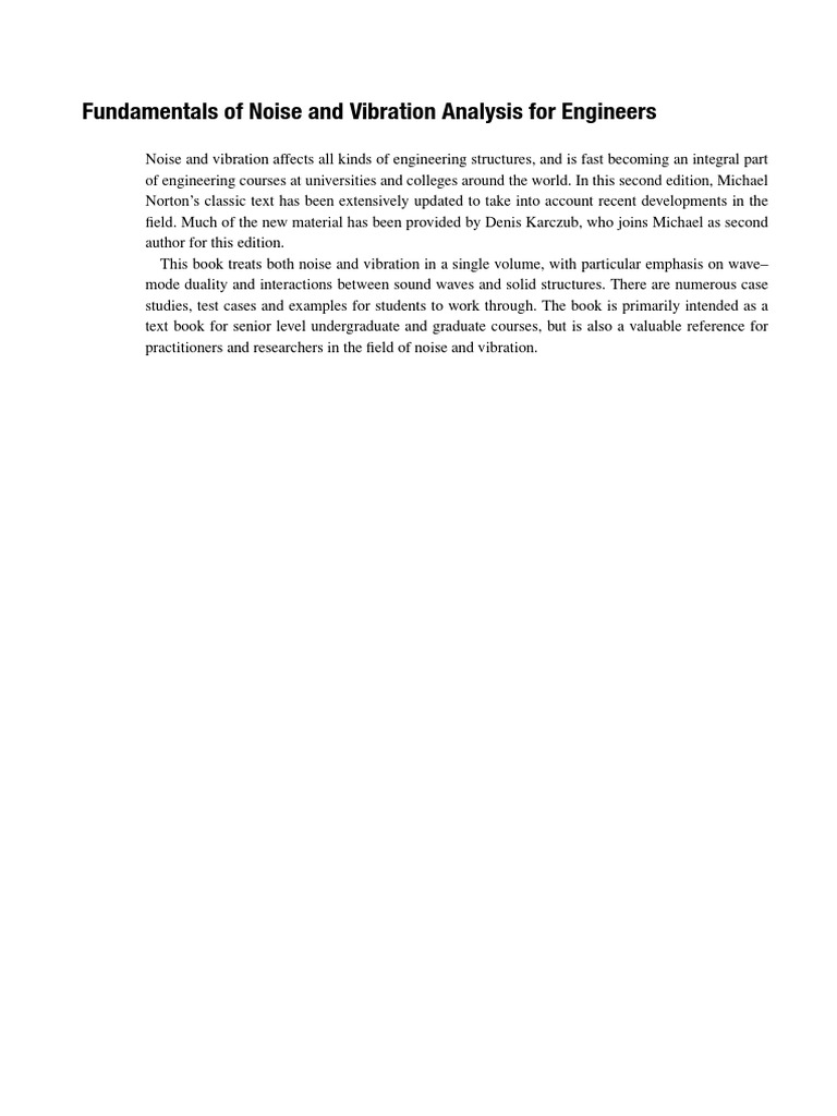 Norton M.P., Karczub D.G. Fundamentals of Noise and Vibration Analysis ...