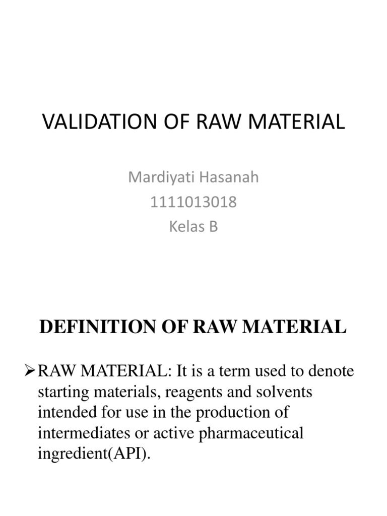 Validation of Raw Material PDF Shelf Life Chemistry