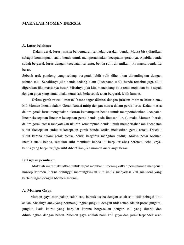 Laporan Praktikum Fisika Momen Inersia Seputar Laporan