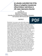 Transdermal Selegiline (Emsam) Without Dietary Restrictions As An Antidepressant