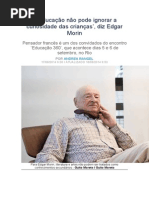 Edgar Morin a Educação Não Pode Ignorar a Curiosidade Das Crianças