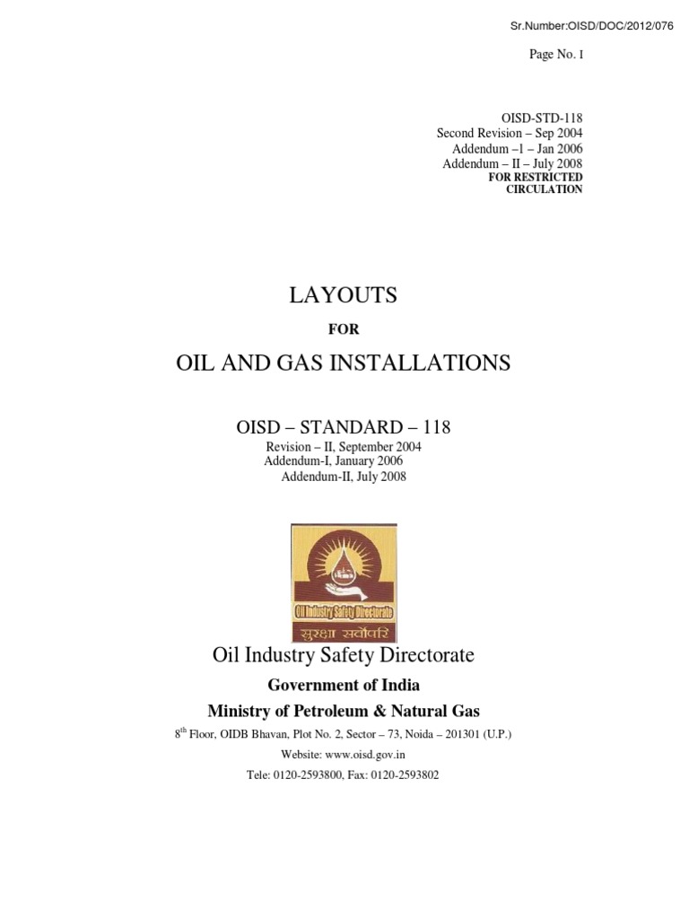 OISD-STD-118: Layouts for Installations | PDF | Liquefied Petroleum Gas ...