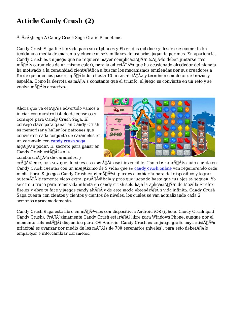 Article Candy Crush Ios Android Sistema Operativo