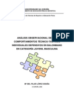 Análisis Observacional de Los Comportamientos Técnico-Tácticos Individuales Defensivos en Balonmano en Categoría Juvenil Masculina Lopezgrana