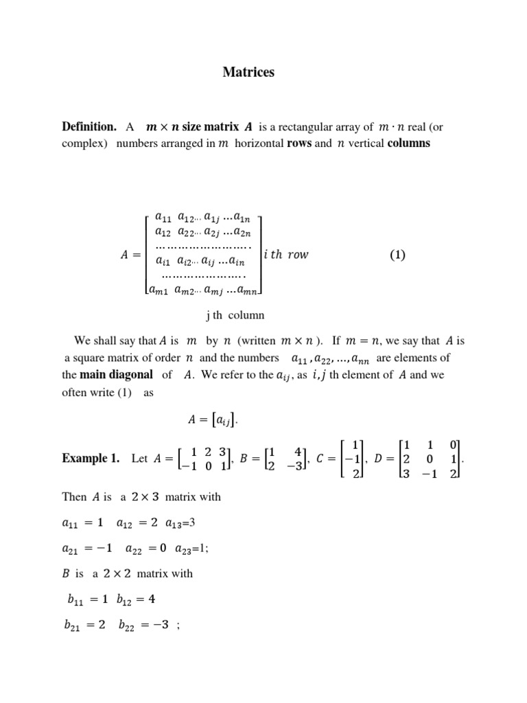 Understanding Matrix Definitions | PDF | Teaching Methods & Materials