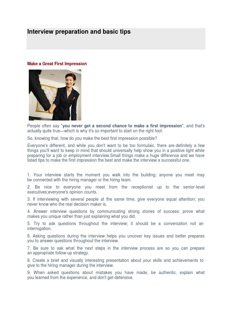 Essential Interview Preparation Tips | PDF | Job Interview | Body Language