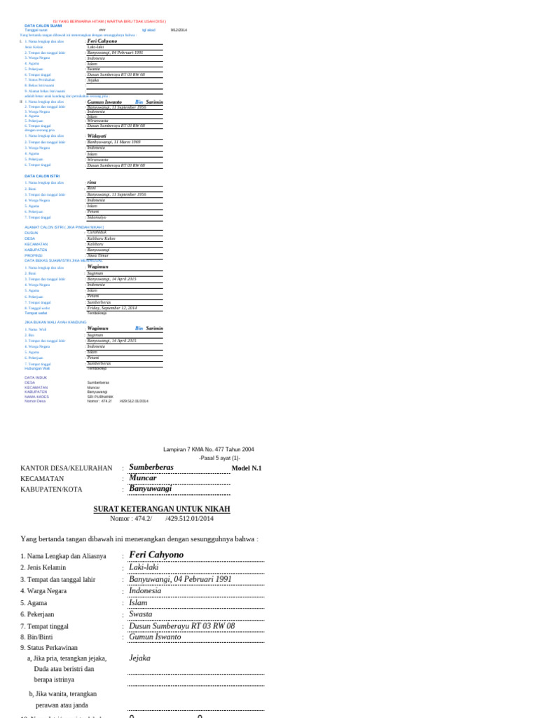 Contoh Surat N1 Sampai N5