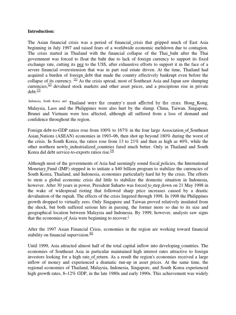 Overview of the Asian Financial Crisis | PDF | 1997 Asian Financial ...