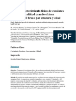 Estudio Del Crecimiento Físico de Escolares a Moderada Altitud Usando El Área Muscular Del Brazo Por Estatura y Edad