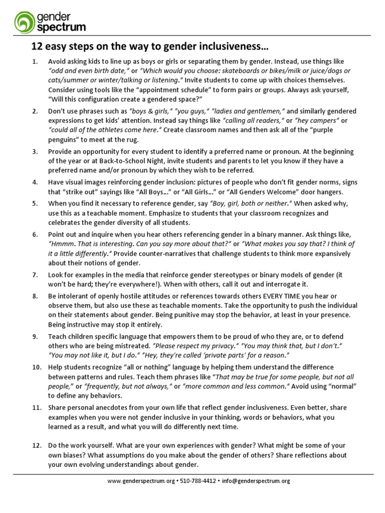 Gender Inclusiveness Guidelines | PDF | Sexual Emotions | Syntax