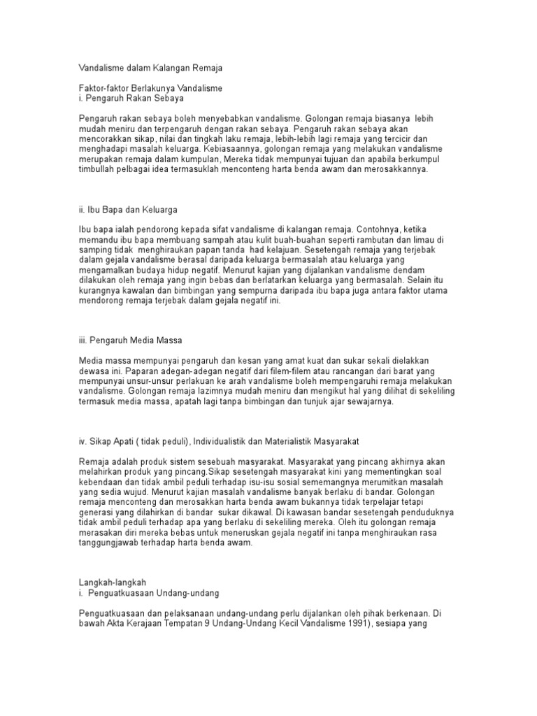 Vandal Is Me Dalam Kalangan Remaja Pdf