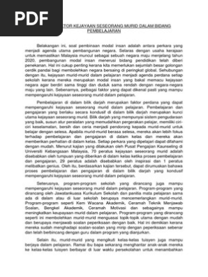 Karangan Faktor Kejayaan Murid Pmr Pdf
