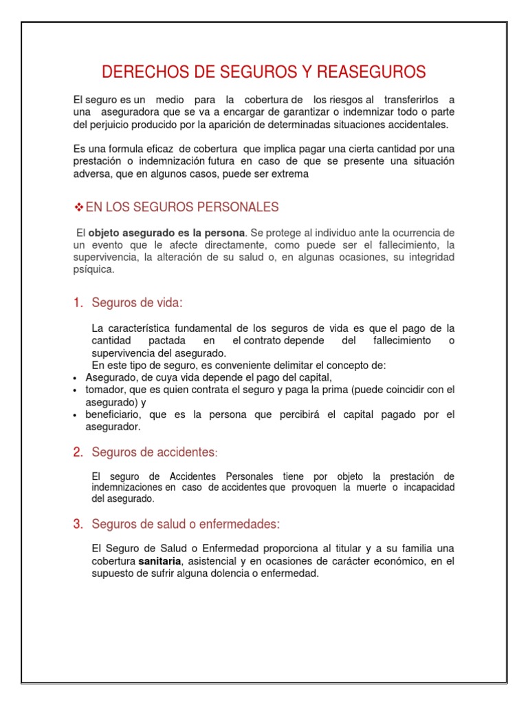 Derechos en Seguros y Reaseguros | PDF | Póliza de seguros | Seguro de vida