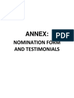 Annex:: Nomination Form and Testimonials