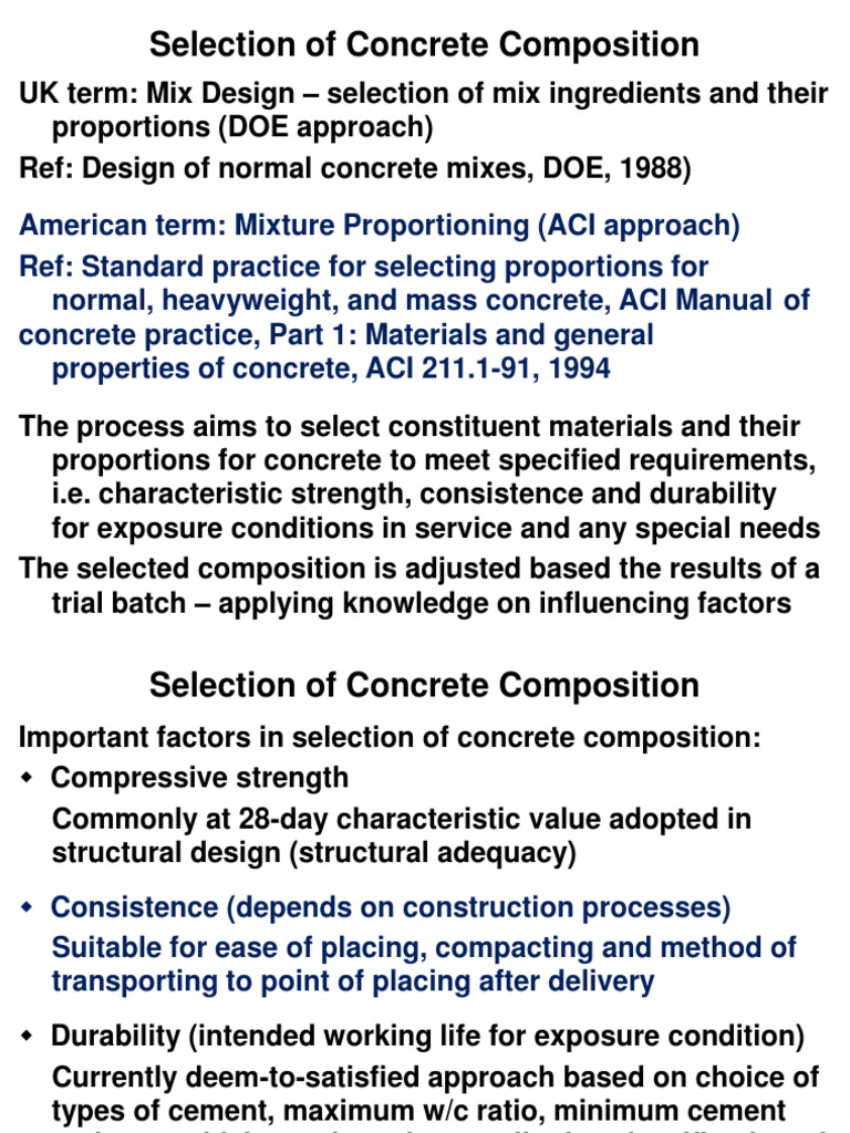 Selection Of Concrete Composition Pdf Construction Aggregate Concrete