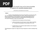 Arameters of Sustainable Design and Development in Urban Development and Community Planning Analysis