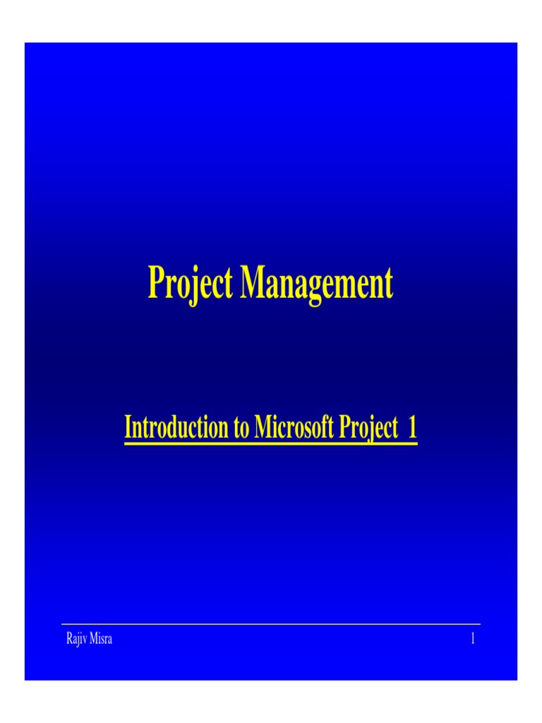 Project Management: Introduction To Microsoft Project 1 | PDF | Product ...