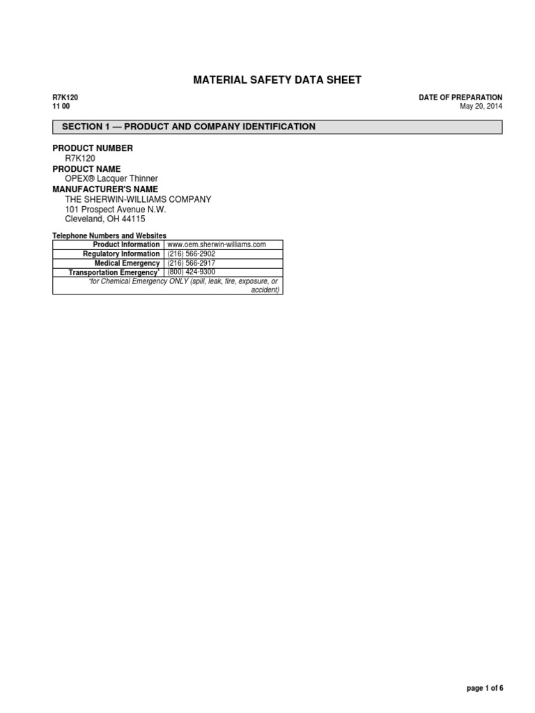 Thinner Volatile Organic Compound Chemistry