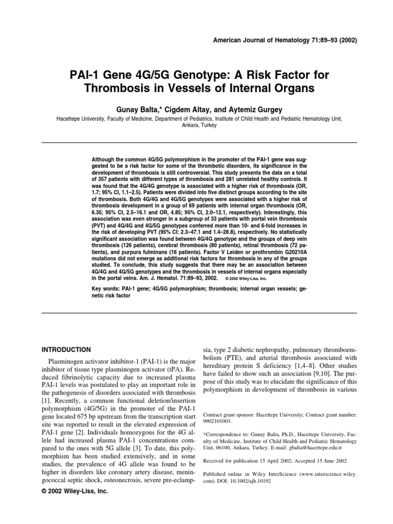 pai-1-gene-4g-5g-genotype-thrombosis-vein