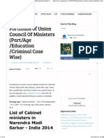 Portfolios of Union Council of Ministers (Part - Age - Education - Criminal Case Wise)