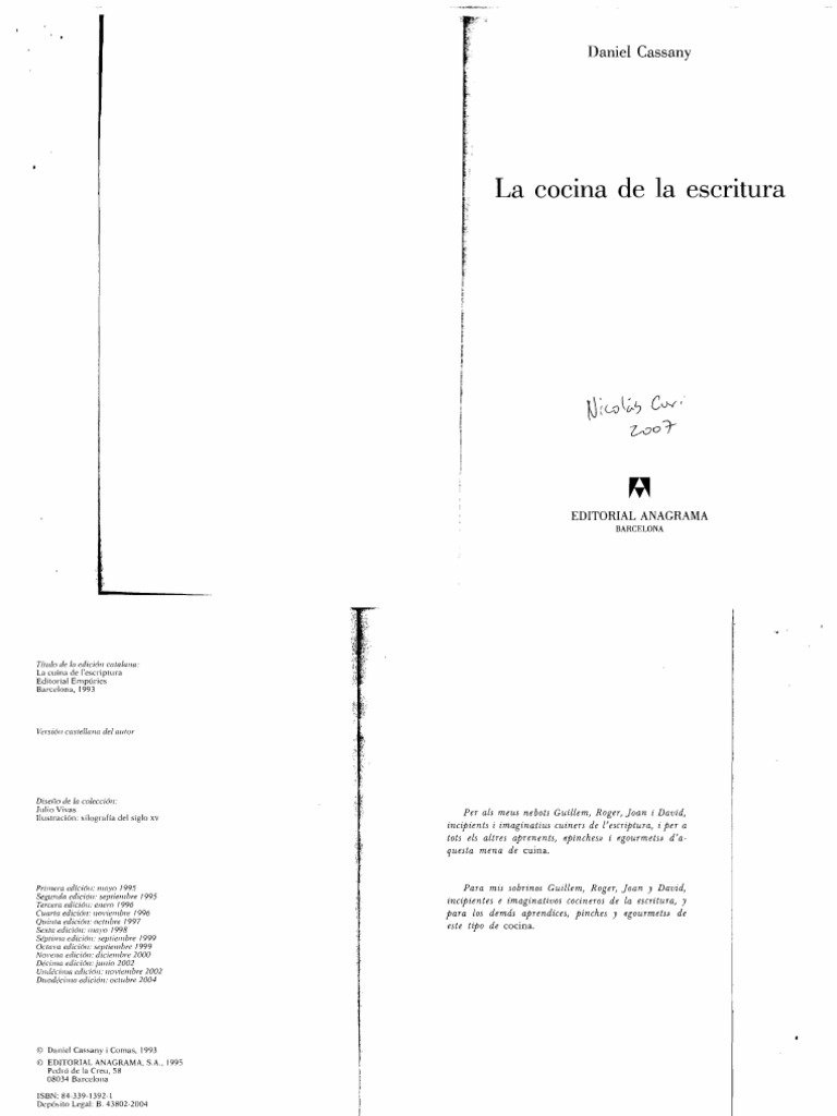 Cassany Daniel La Cocina De La Escritura Cap 1 Pdf Palabra