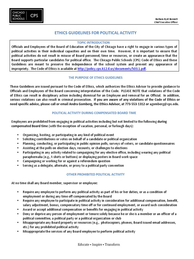 Chicago Board of Education Ethics Guidelines | PDF | Government | Business