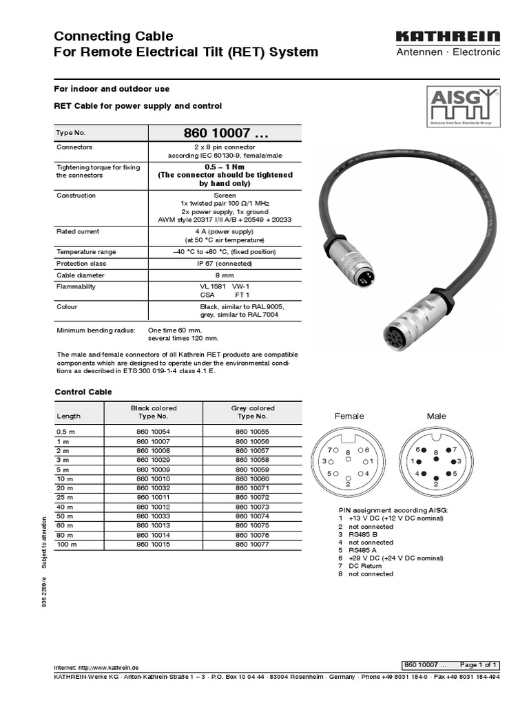 RET Control Cable | PDF | Computers | Technology & Engineering