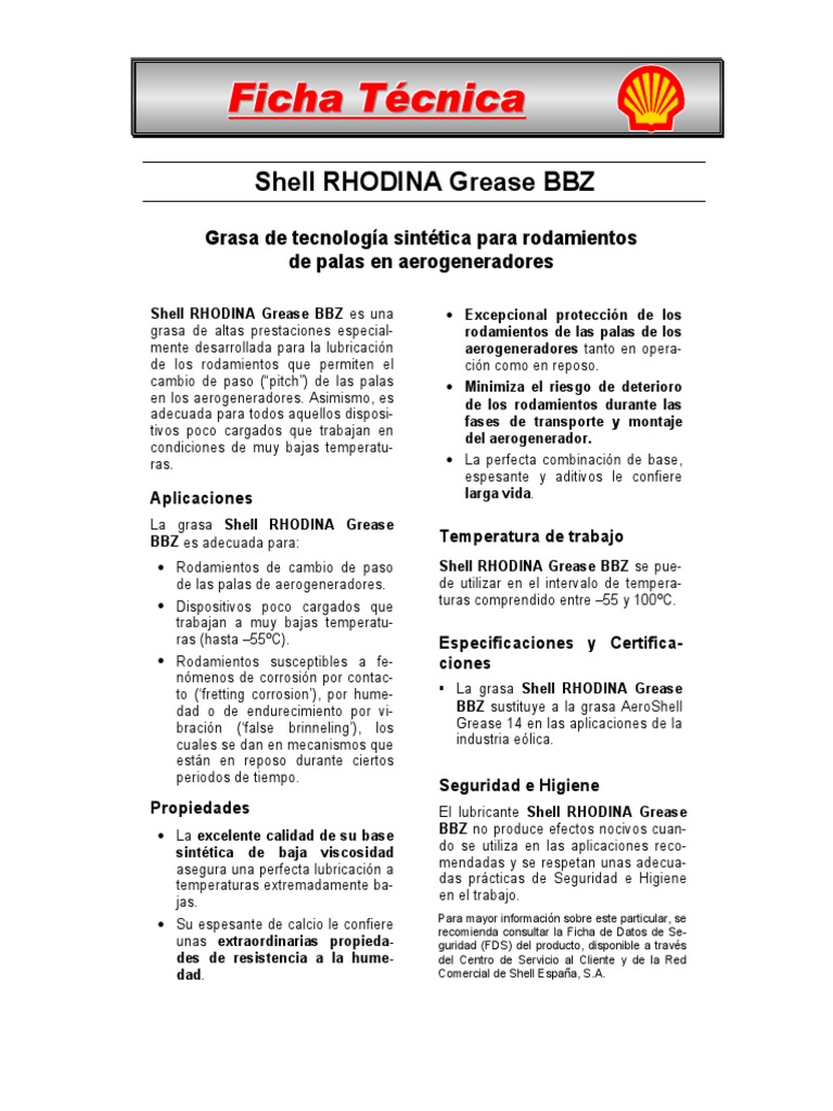 Grasa Sintética para Aerogeneradores | PDF | Lubricante | Sustancias ...