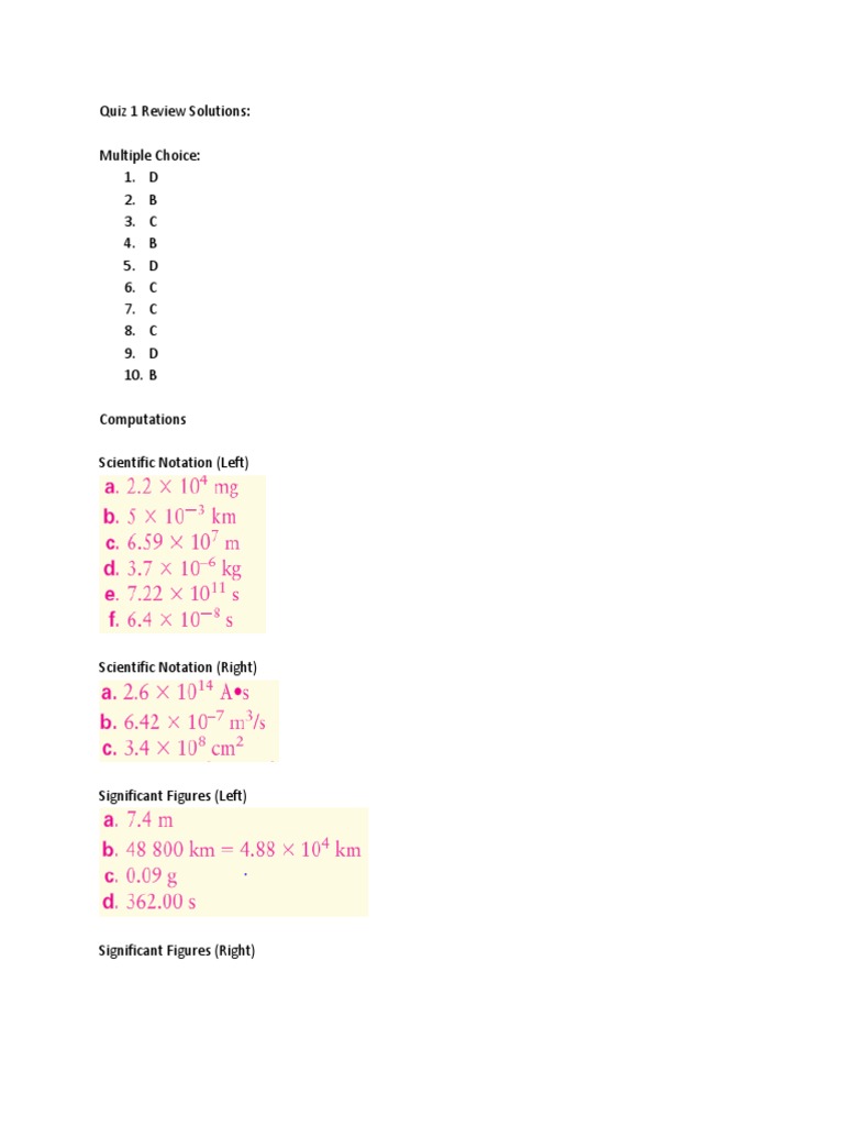 Quiz 1 Review Solutions and Answers | PDF | Teaching Methods & Materials