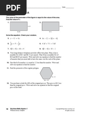 Lesson 1 3 Practice Equations Area