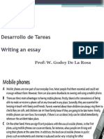 Desarrollo de Tareas Writing An Essay: Prof: W. Godoy de La Rosa