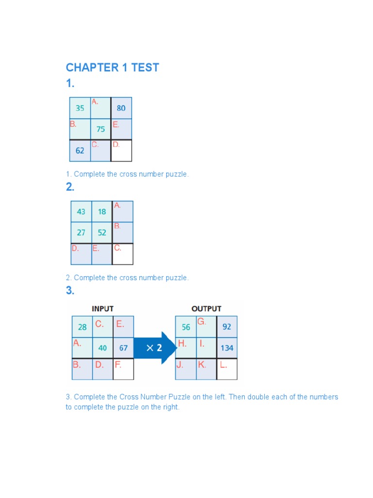 Cross Number Puzzle and Weight Problems | PDF
