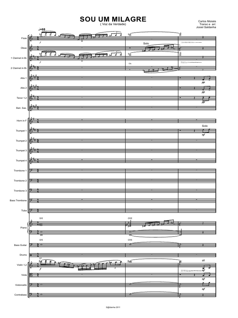 SOU UM MILAGRE Big Partituras e Partes Trombone Instrumentos musicais