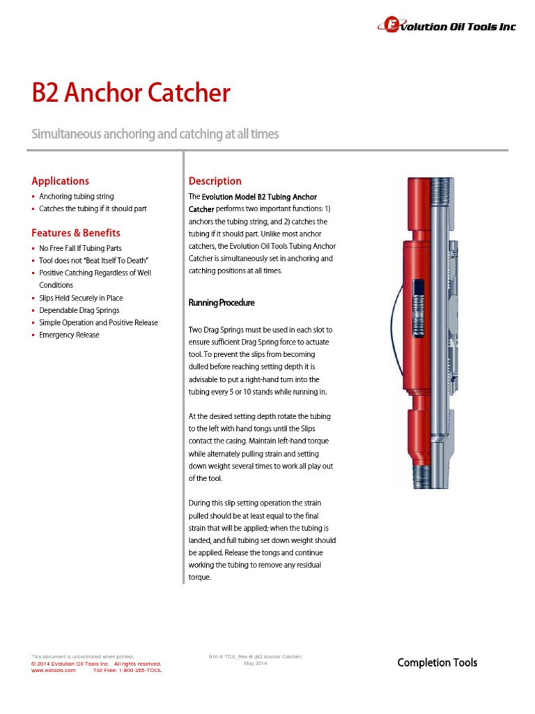 B2 Anchor Catcher Technical Datasheet Anchor Manufactured Goods