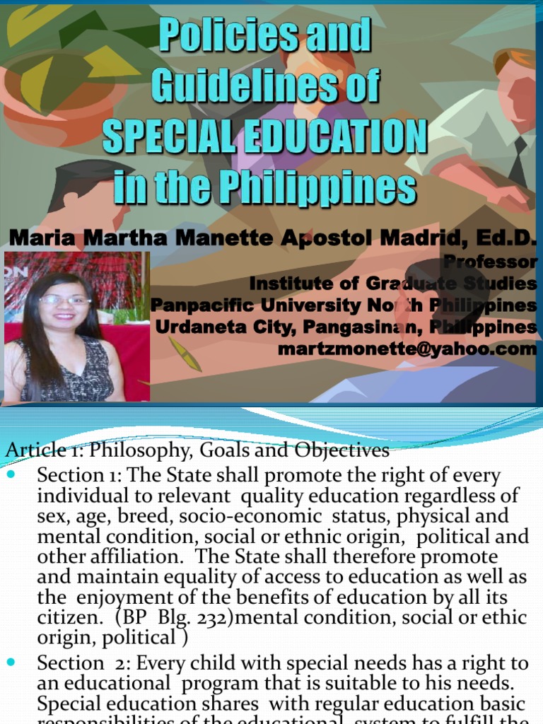 Special Education Policies in the Philippines | PDF | Special Education ...