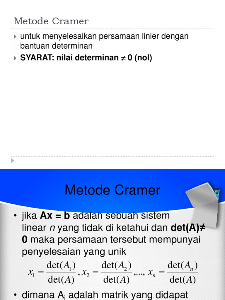 Metode Cramer | PDF | Sains & Matematika