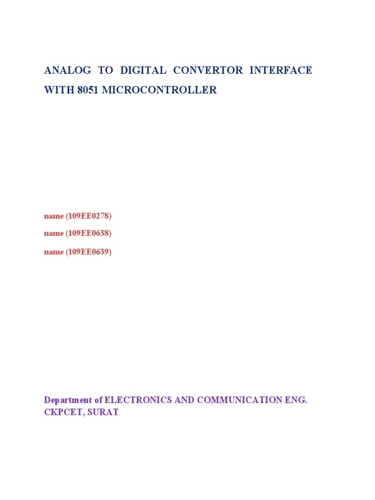 Analog To Digital Convertor Interface With 8051 Microcontroller