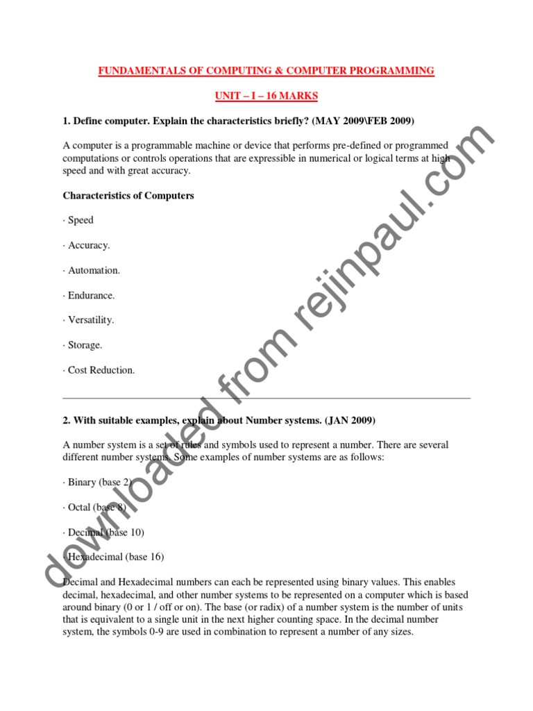 Computing Fundamentals and Programming Basics | PDF | Computer Data ...