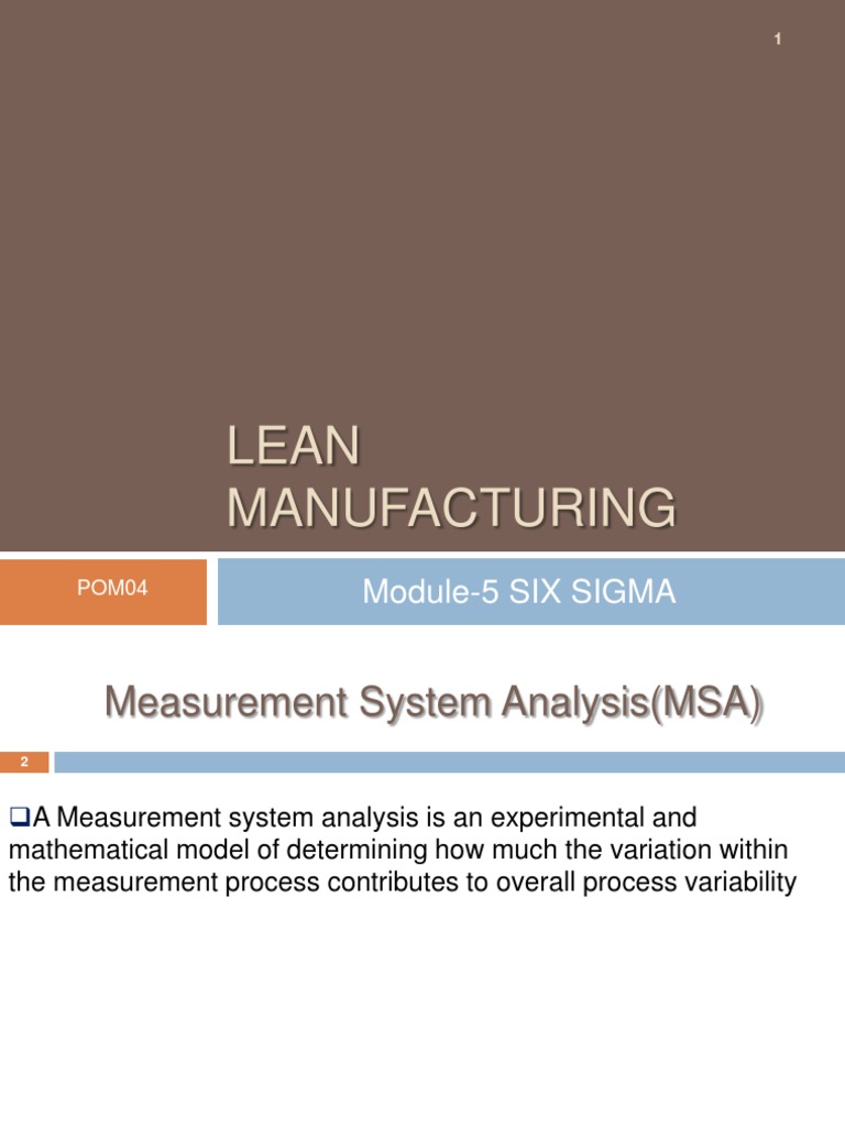 MSA in Lean Six Sigma Analysis | PDF | Computers