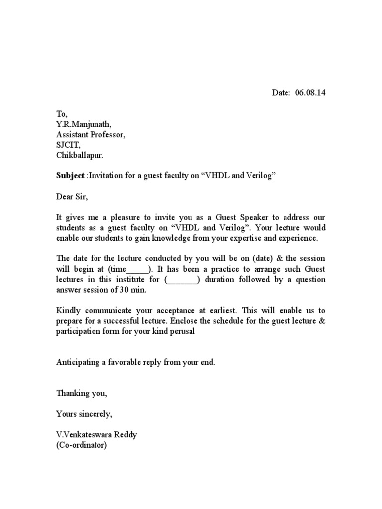 Guest Lecture Invitation